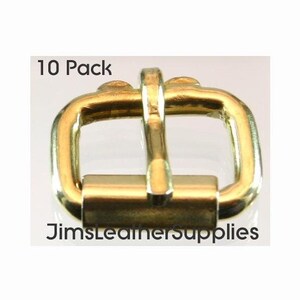 3/4&quot; roller buckle 10 pack - heavy duty brass plated steel heel bar buckles (#25)