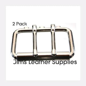 3&quot; 2-pack Two pronged roller buckle - heavy duty nickel plated steel buckles (#173)