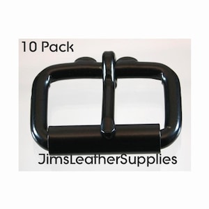 1 1/2&quot; BLACK roller buckle 10 pack - heavy duty black plated steel heel bar buckles (#290)