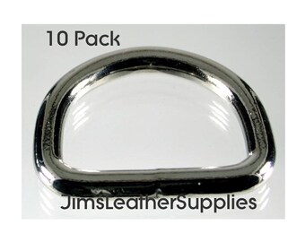 May include: A pack of 10 silver D-rings. The rings are smooth and shiny. 10 Pack.