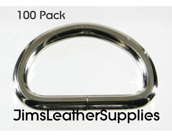 May include: A pack of 100 silver metal D-rings. The rings are about 1 inch in diameter.