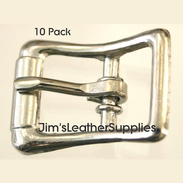 1/2" buckle - center bar - 10 pack - nickel plated steel buckles (#720)