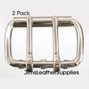 2&quot; 2-pack Two pronged roller buckle - heavy duty nickel plated steel buckles (#55)