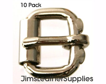 5/8" roller buckle 10 pack - heavy duty nickel plated steel heel bar buckles (#775)