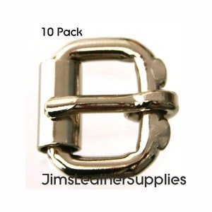 5/8&quot; roller buckle 10 pack - heavy duty nickel plated steel heel bar buckles (#775)