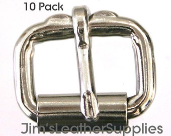 3/4" roller buckle 10 pack - heavy duty nickel plated steel heel bar buckles (#729)