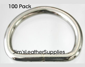 2" D ring (Dee) Welded - 100 pack - heavy nickel plated steel 6.5mm (#881)