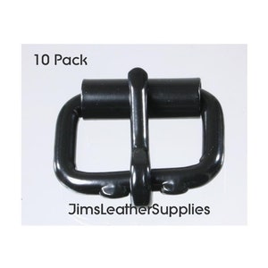 1&quot; BLACK roller buckle 10 pack - heavy duty black plated steel heel bar buckles (#270)