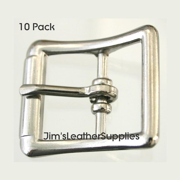 1" buckle - center bar - 10 pack - nickel plated steel buckles (#727)