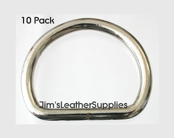 2" D ring (Dee) Welded - 10 pack - heavy nickel plated steel 6.5mm (#881)