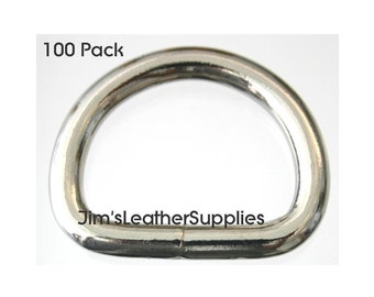 7/8" D ring (Dee) Welded - 100 pack - heavy nickel plated steel 5.2mm (#279)