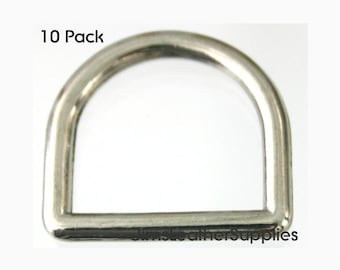 May include: A pack of 10 silver D-rings. The rings are smooth and shiny. 10 Pack.