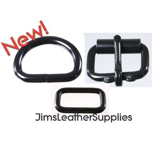 1&quot; black hardware package for belts and straps Standard Version - two each of roller buckle, belt keeper and D (dee) ring (#630)