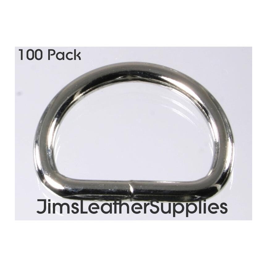 Metal D Ring Non Welded D-Rings Nickel Plated Silver 0.75 Inch (100 Pack)