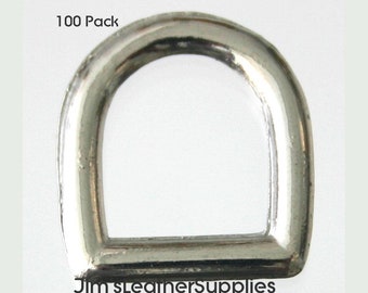 3/8" D ring (Dee) Cast - 100 pack - nickel plated steel 1.5mm (#708)