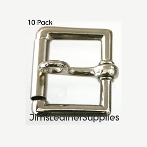 1" LOCKING buckle - 10 pack heel bar with true roller -  nickel plated steel buckles (#938)
