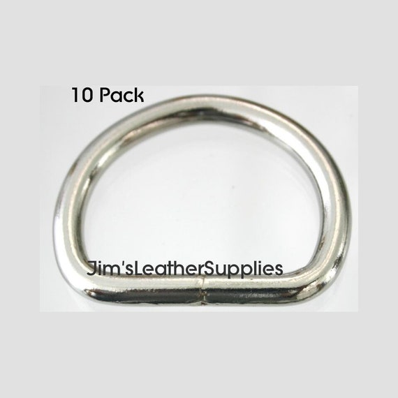 1 1/2" D ring (Dee) Welded - 10 pack - heavy nickel plated steel 6.2mm (#879)