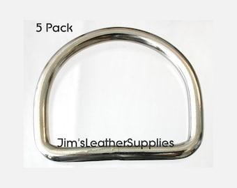 3" D ring (Dee) Welded - 5 pack - heavy nickel plated steel 9.5mm (#900)