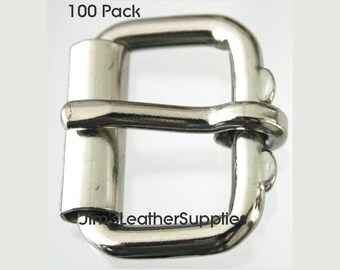 1" roller buckle 100 pack - heavy duty nickel plated steel buckles (#730)