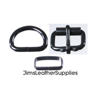 1&quot; black hardware package for belts and straps Deluxe Version - two each of roller buckle, belt keeper and D (dee) ring (#275)