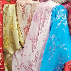 Chinese Floral Satan Brocade