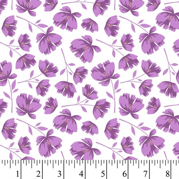 David Textiles Garden Bloom Toss Lavender 100% Cotton Fabric