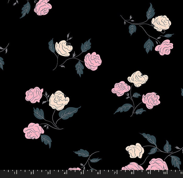 Steno Roses Black by Moda Fabrics Rayon Fabric - Etsy