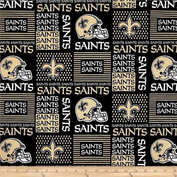 NFL Licensed New Orleans Saints Block Fabric 100% Cotton