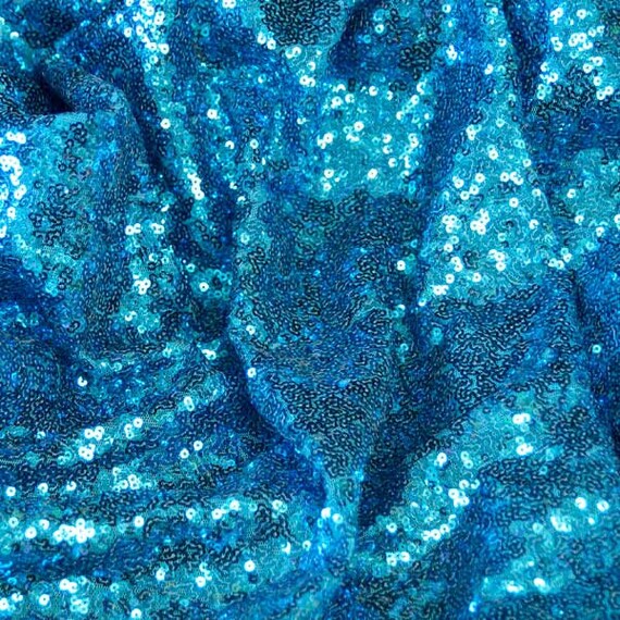 Turquoise Blue Mini Glitz Sequin Fabric | Etsy
