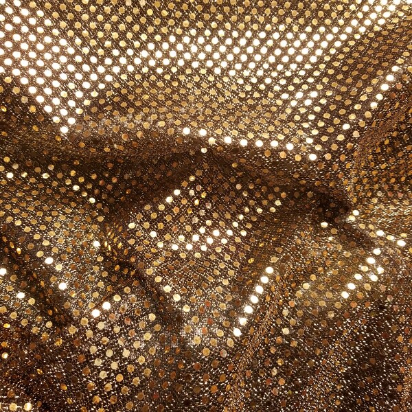 Gold on Gold and Black Mesh 3mm Sequins/Confetti Dot