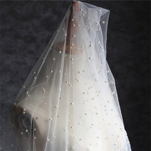 Beaded Mesh Fabric Beaded Tulle - Bridal Veil Mesh