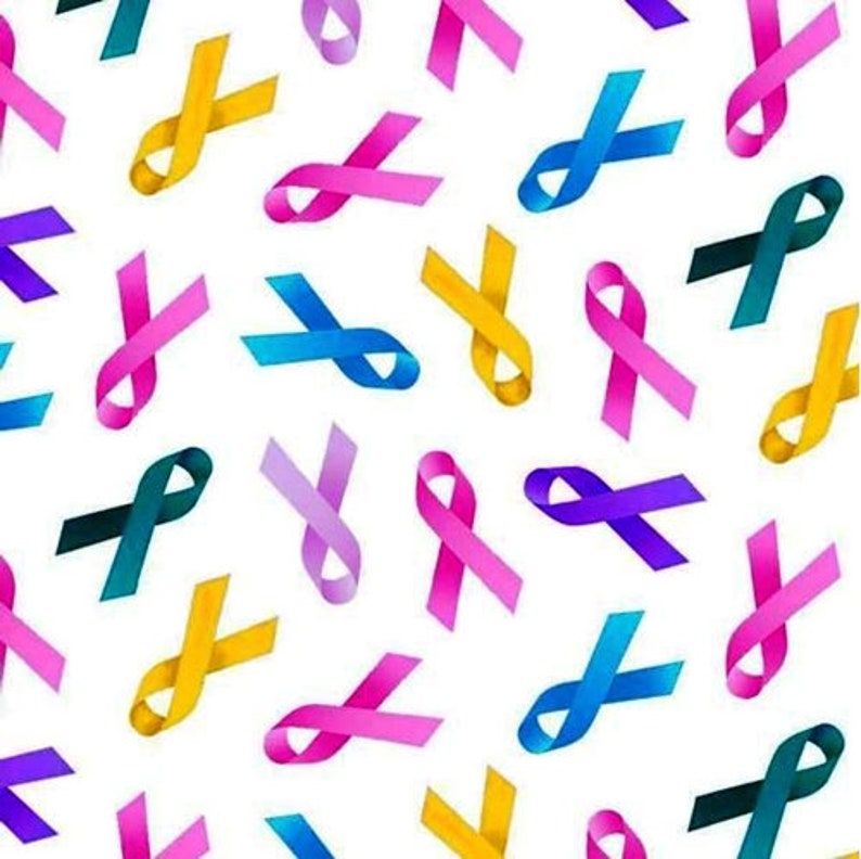 100/% Cotton Fabric Cancer Awareness Ribbons