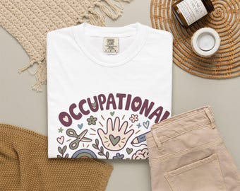Occupational Therapy T-Shirt, Handprint Brain Rainbow Illustration, Cool Healthcare Style, Edgy Therapy Design, Gift for Therapists
