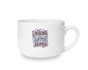 Emotional Support Cat Mug, 25oz Ceramic Latte Mug, Cool Kitchen Style, Edgy Humorous Design, Gift for Cat Lovers