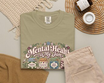 Mental Health is My Jam T-Shirt, Vintage Jar Illustration Wellness Theme, Cool Casual Style, Edgy Mental Health Design, Gift for Best Friend