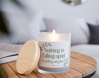 Nothing is Falling Apart Candle, 11oz Frosted Glass Mindset Quote, Cool Home Decor Style, Edgy Motivational Design, Gift for Friend