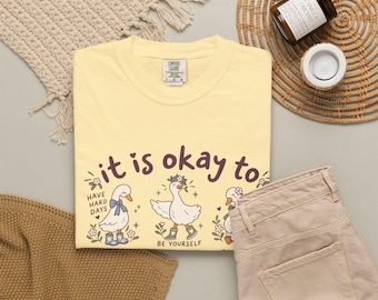 It is Okay To T-Shirt, Comfort Colors Garment-Dyed Tee, Cool Casual Style, Edgy Mental Health Design, Gift for Best Friend