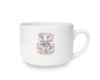 Floral Skull Mug, 25oz Ceramic Latte Mug, Cool Kitchen Style, Edgy Gothic Design, Gift for Coffee Lovers