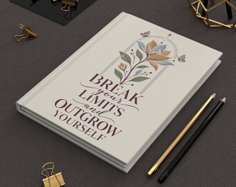 Break Your Limits Journal, Hardcover Lined Notebook, Cool Stationery Style, Edgy Motivational Design, Gift for Writers