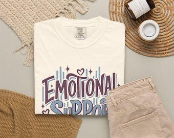 Emotional Support Human T-Shirt, Handlettered Typography Tee, Cool Casual Style, Edgy Humorous Design, Gift for Best Friend