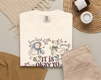 It is Okay To T-Shirt, Comfort Colors Garment-Dyed Tee, Cool Casual Style, Edgy Mental Health Design, Gift for Best Friend