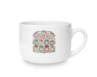 Floral Skull Mug, 25oz Ceramic Latte Mug, Cool Kitchen Style, Edgy Gothic Design, Gift for Coffee Lovers