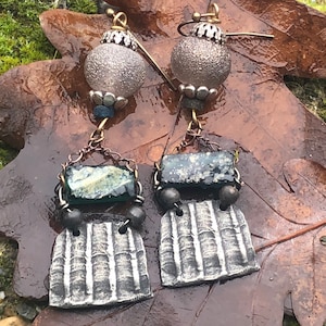 Assemblage earrings, Roman Glass earrings, Unique earrings