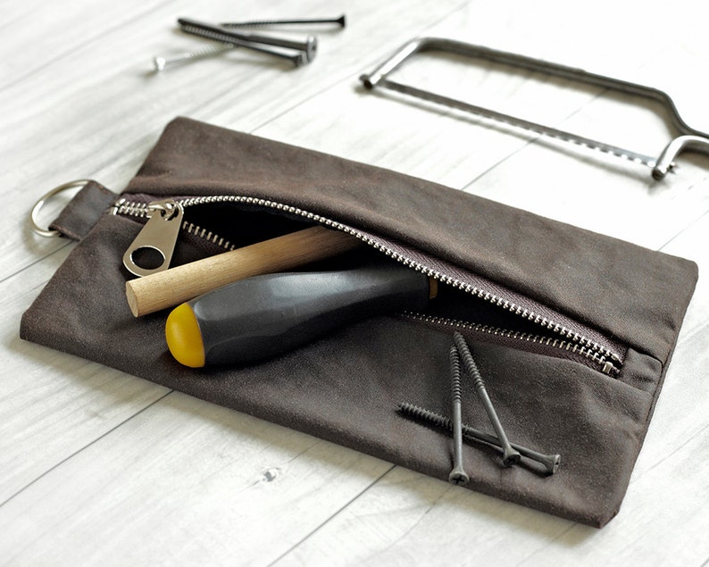 Boyfriend Gift, Gift for Men, Waxed Canvas, Flat Pack, Tool Bag, Pencil