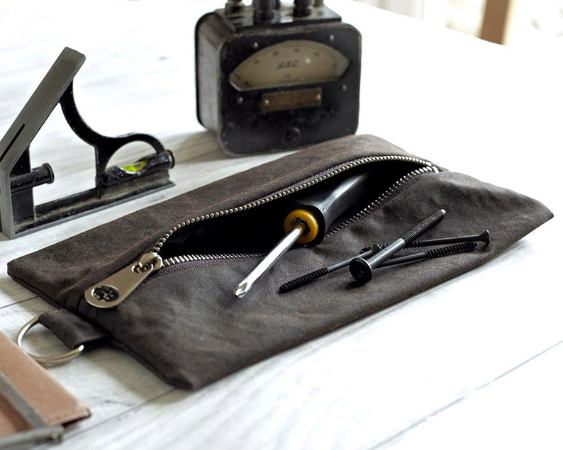 Boyfriend Gift, Gift for Men, Waxed Canvas, Flat Pack, Tool Bag, Pencil