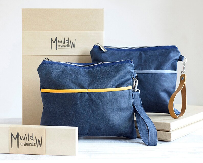 Travel Gift Gift For Him Wristlet Bag Waxed Canvas Bag Etsy