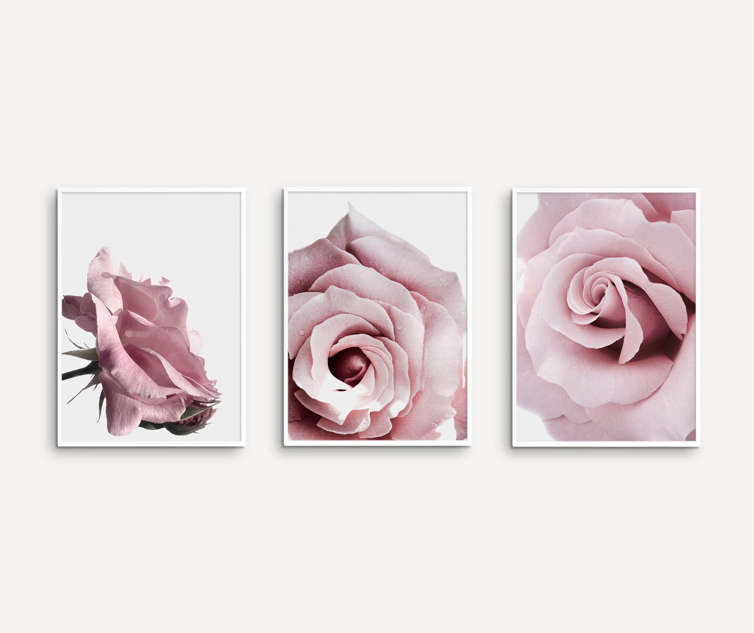 Set of 3 Roses Print, Bedroom Gallery Wall, Blush Pink Print, Gallery ...