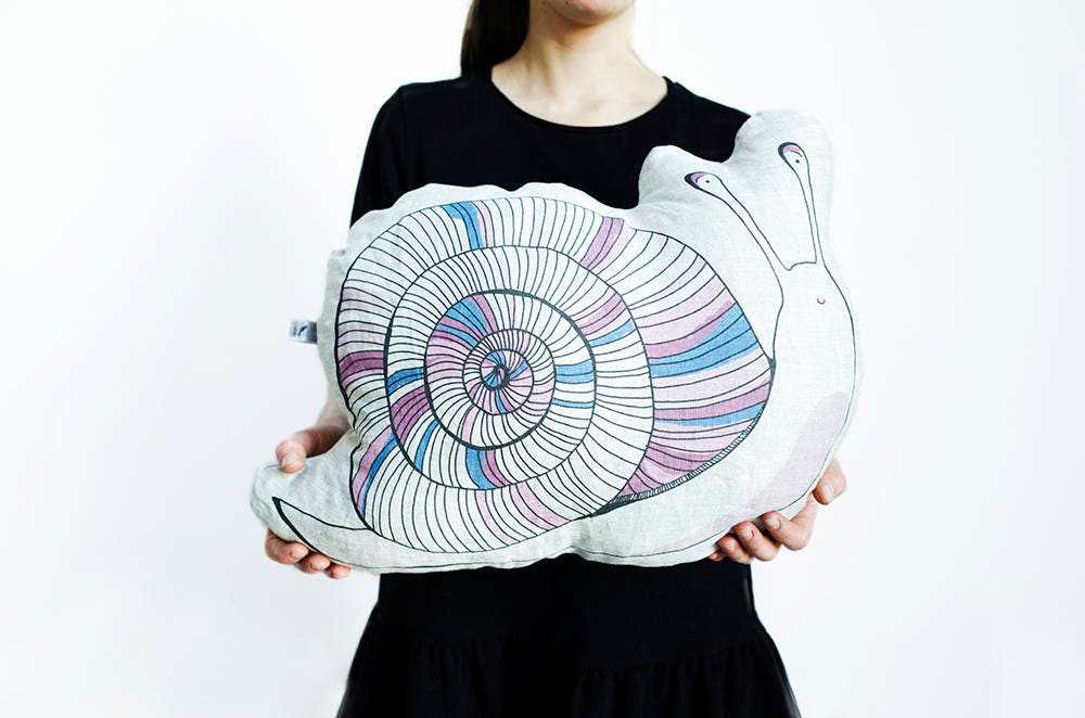 LINEN SNAIL PILLOW snail plush animal pillow stuffed toy Etsy