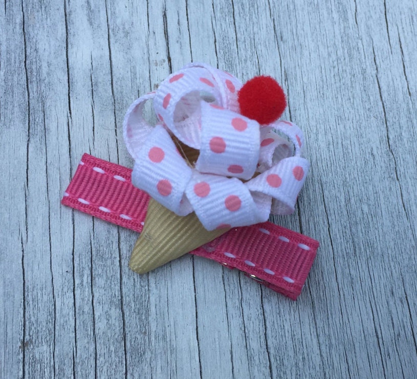 Ice Cream Cone Hair Bow // Ice Cream Cone Bow // Ice Cream Etsy