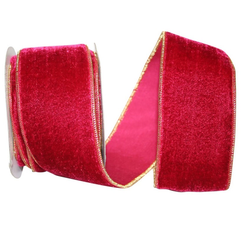 Luxurious Plush Velvet Ribbon Red 2 1/2 Inch 10YDS Gold Etsy